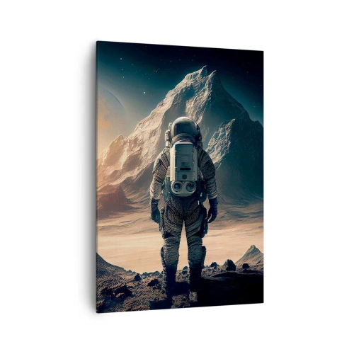 Quadro su tela - Stampe su Tela - Astronauta sullo sfondo di maestose montagne - 70x100cm - Nuova sfida - Decorazione murale moderna per soggiorno e camera da letto ARTTOR