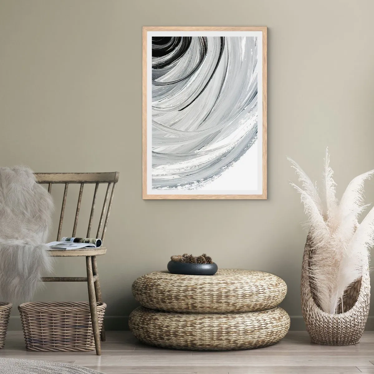 Poster in cornice rovere chiaro - Composizione orbitale - 40x50 cm