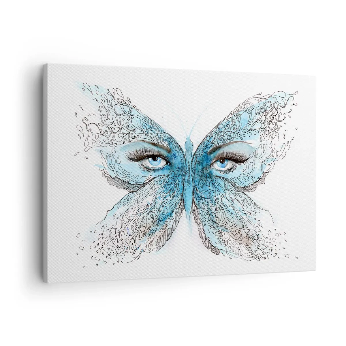 Quadro su tela - Stampe su Tela - Acquerello artistico di una farfalla con gli occhi azzurri - 70x50cm - Argo azzurro - Decorazione murale moderna per soggiorno e camera da letto ARTTOR