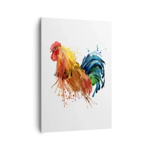 Quadro su tela - Stampe su Tela - Gallo colorato in stile acquerello - 70x100cm - Abito reale, orgoglio reale - Decorazione murale moderna per soggiorno e camera da letto ARTTOR