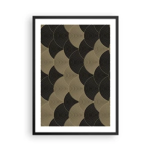 Poster in cornice nera - Motivo astratto con cerchi neri e dorati - 50x70cm - Unità nella molteplicità - Decorazione murale moderna per soggiorno e camera da letto ARTTOR