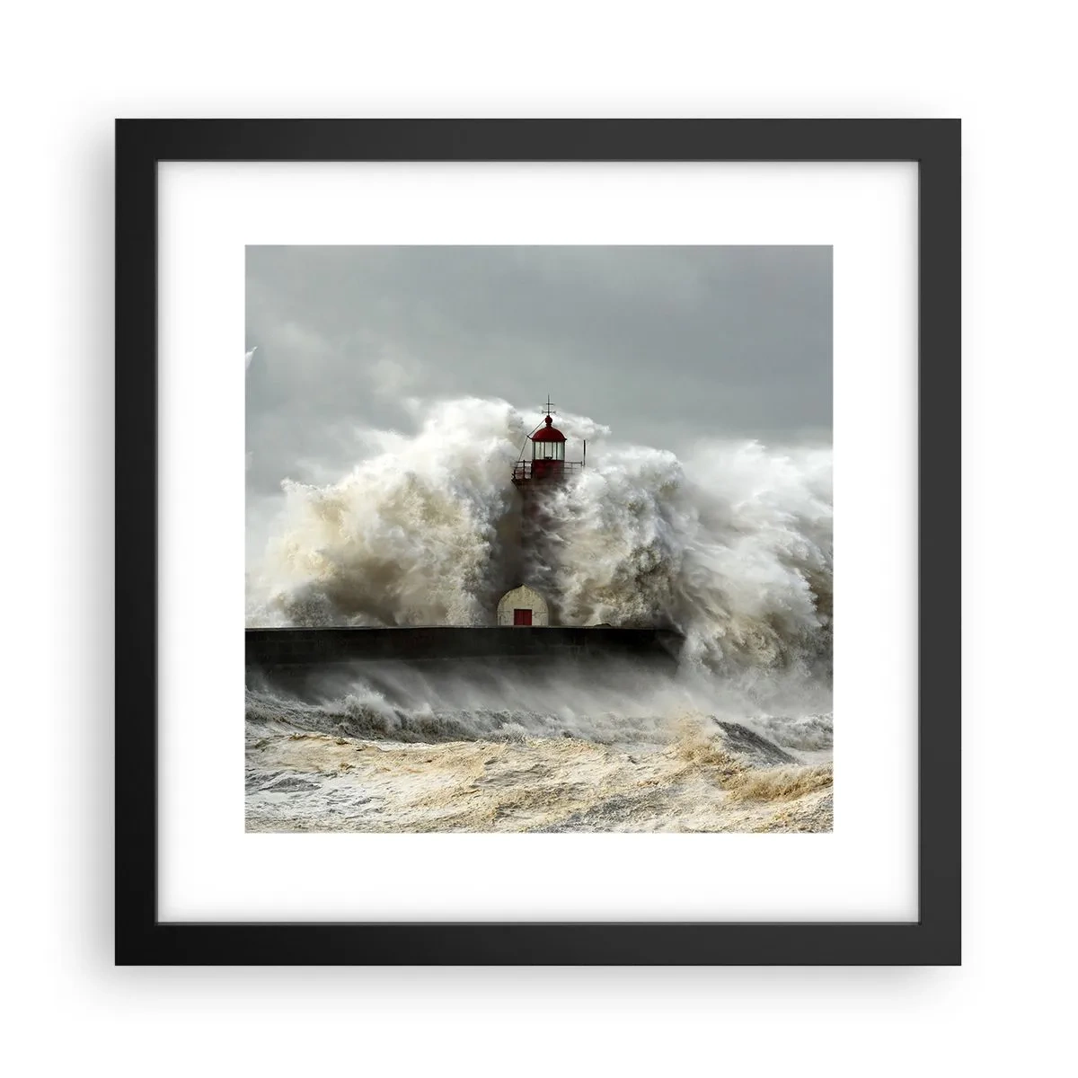 Poster in cornice nera - L'ira dell'oceano - 30x30 cm