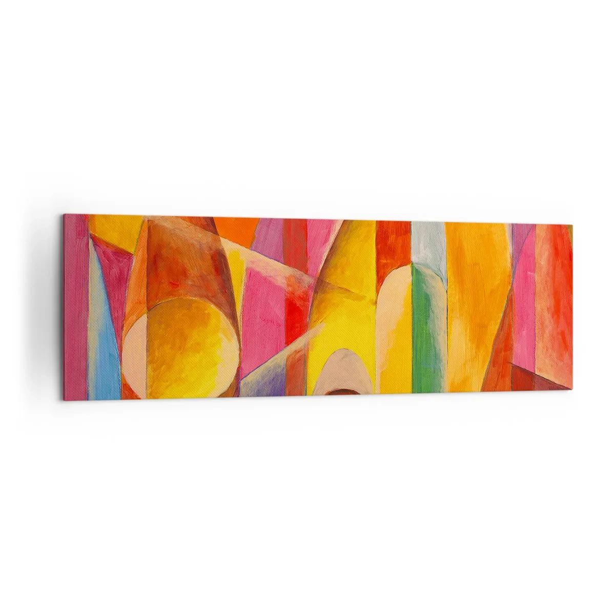 Quadro su tela - Stampe su Tela - Una composizione astratta ricca di forme geometriche colorate. - 160x50cm - La cattedrale del sole - Decorazione murale moderna per soggiorno e camera da letto ARTTOR