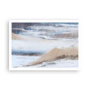Poster - Paesaggio invernale astratto nei toni del bianco e del blu - 100x70cm - Composizione invernale - Decorazione murale moderna per soggiorno e camera da letto ARTTOR