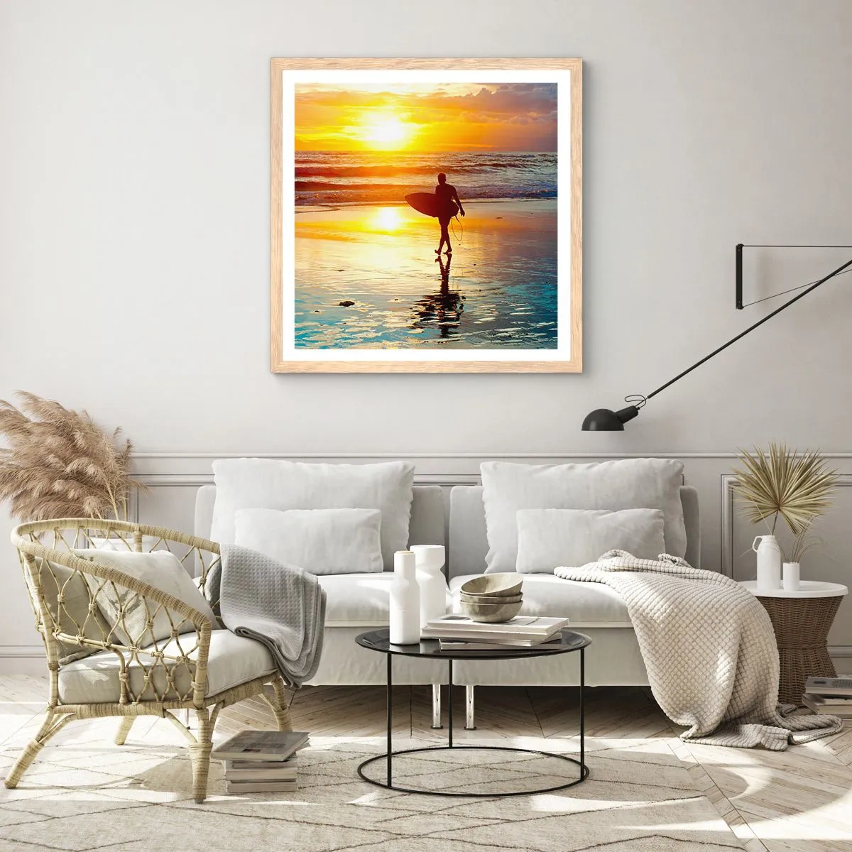 Poster in cornice rovere chiaro - Il ritorno del guerriero - 50x50 cm