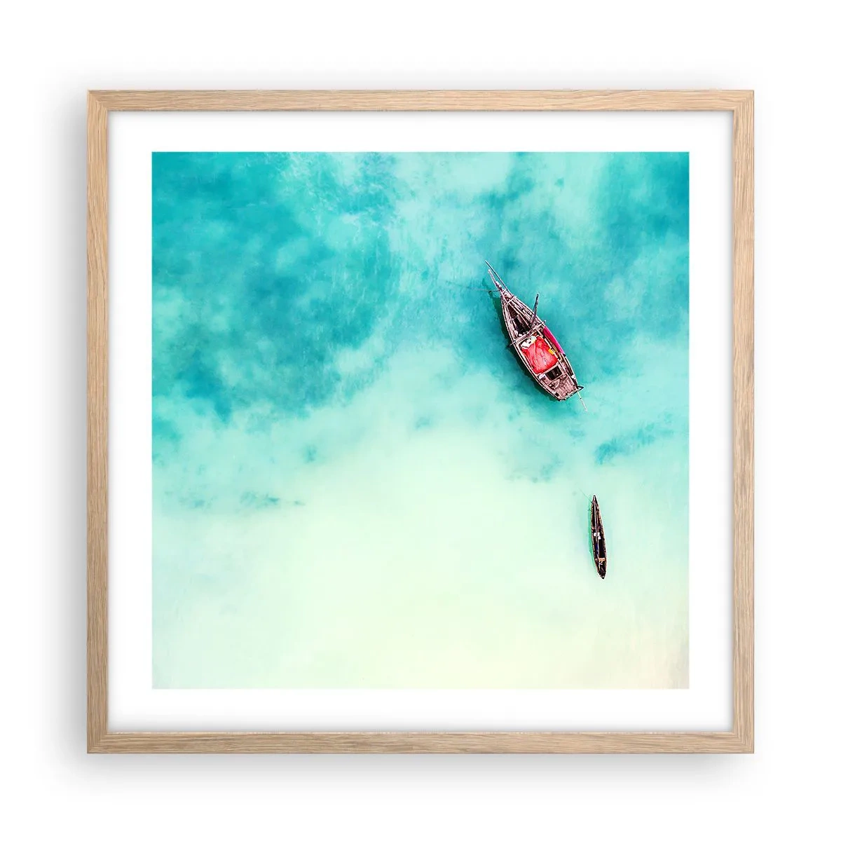 Poster in cornice rovere chiaro - Nelle spiagge di Zanzibar, quando c'è troppa acqua... - 50x50 cm