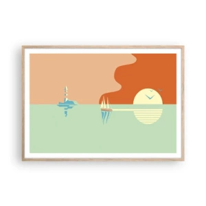 Poster in cornice rovere chiaro - Ideale paesaggio marittimo - 100x70 cm