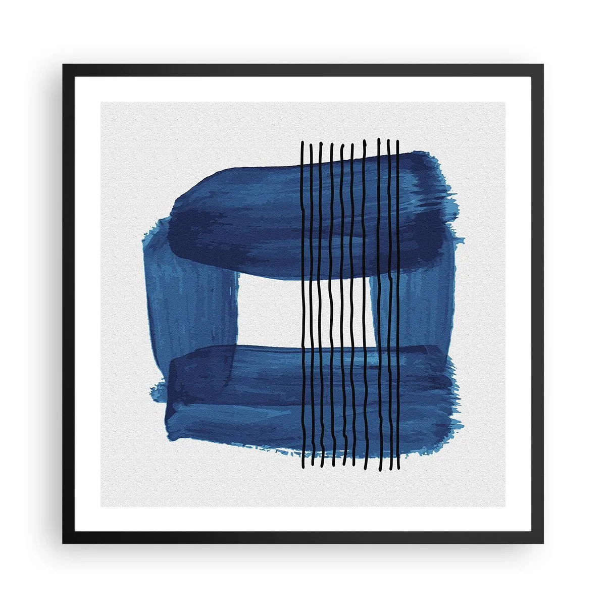 Poster in cornice nera - Composizione blu e nera - 60x60 cm