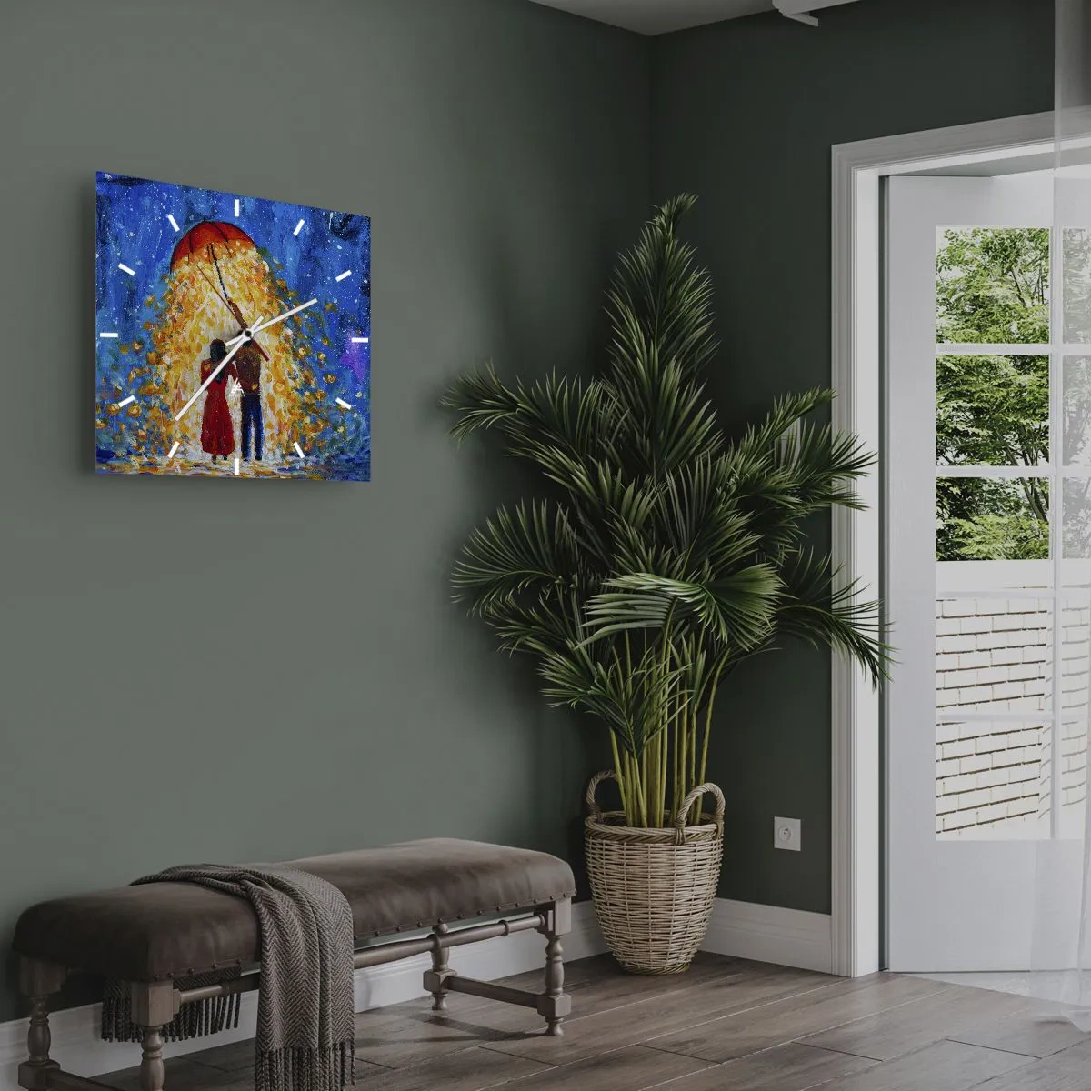 Orologio da parete - Orologio in Vetro - La magia di una sera piovosa? - 40x40 cm