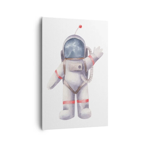 Quadro su tela - Stampe su Tela - Astronauta in stile acquerello su sfondo bianco - 80x120cm - Ci vediamo! - Decorazione murale moderna per soggiorno e camera da letto ARTTOR