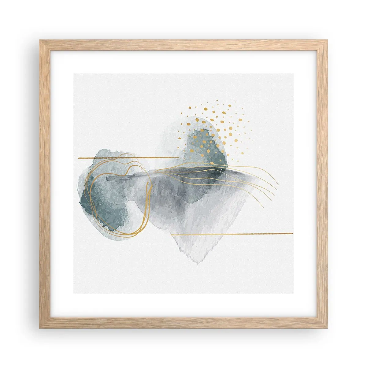 Poster in cornice rovere chiaro - Sui legami del grigio e dell'oro - 40x40 cm