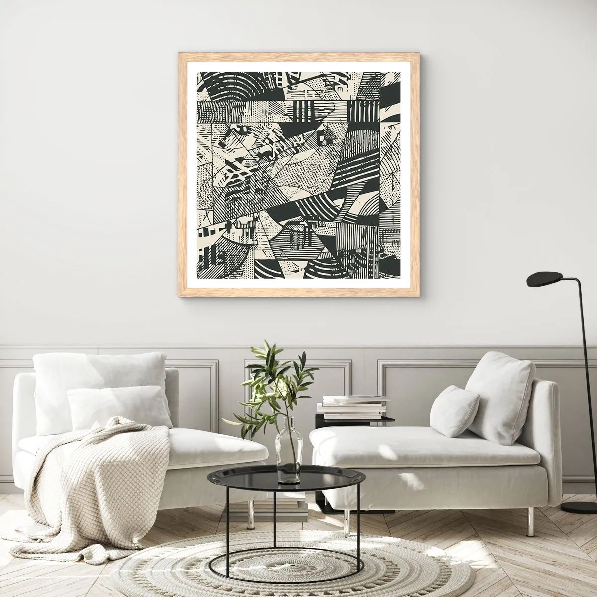 Poster in cornice rovere chiaro - Dinamica della contemporaneità - 40x40 cm