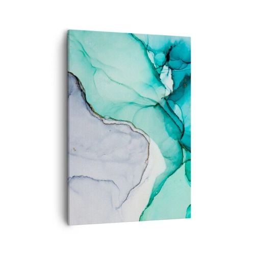 Quadro su tela - Stampe su Tela - Motivo astratto nei toni del turchese e del bianco - 50x70cm - Studio in turchese - Decorazione murale moderna per soggiorno e camera da letto ARTTOR