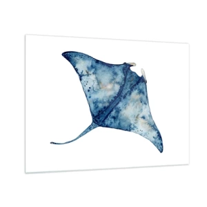 Quadro su vetro - Razza blu navy in stile acquerello su sfondo bianco - 70x50cm - Vita nel blu - Decorazione murale moderna per soggiorno e camera da letto ARTTOR