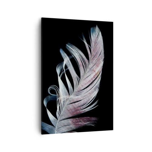 Quadro su tela - Stampe su Tela - Una piuma delicata su uno sfondo nero in un approccio artistico - 70x100cm - Pensa al tocco - Decorazione murale moderna per soggiorno e camera da letto ARTTOR