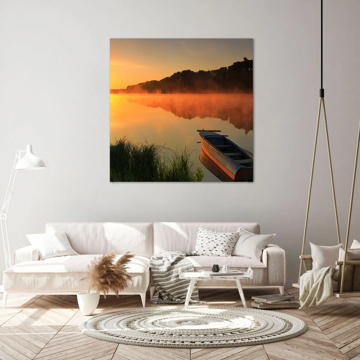 Quadro su tela - Stampe su Tela - Alba sull'acqua, come uno specchio - 50x50 cm