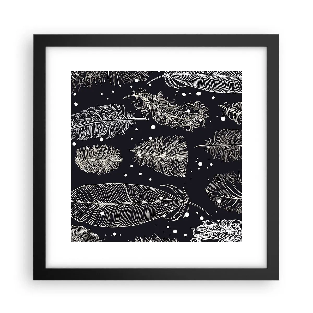 Poster in cornice nera - Pizzo piumato - 30x30 cm