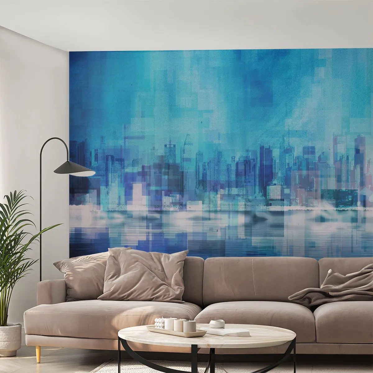Fotomurali Standard Eco - Immersi nel blu - Astrazione, Città, Architettura - 200x140 cm