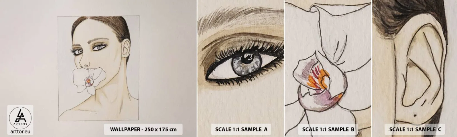 Campione di Fotomurale Adesivo Deluxe Sticker - Simbolo di eleganza e bellezza - Astrazione, Pezzo, Donna - 100x30 cm