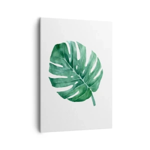 Quadro su tela - Stampe su Tela - Foglia di monstera verde in stile minimalista - 50x70cm - Concetto verde - Decorazione murale moderna per soggiorno e camera da letto ARTTOR