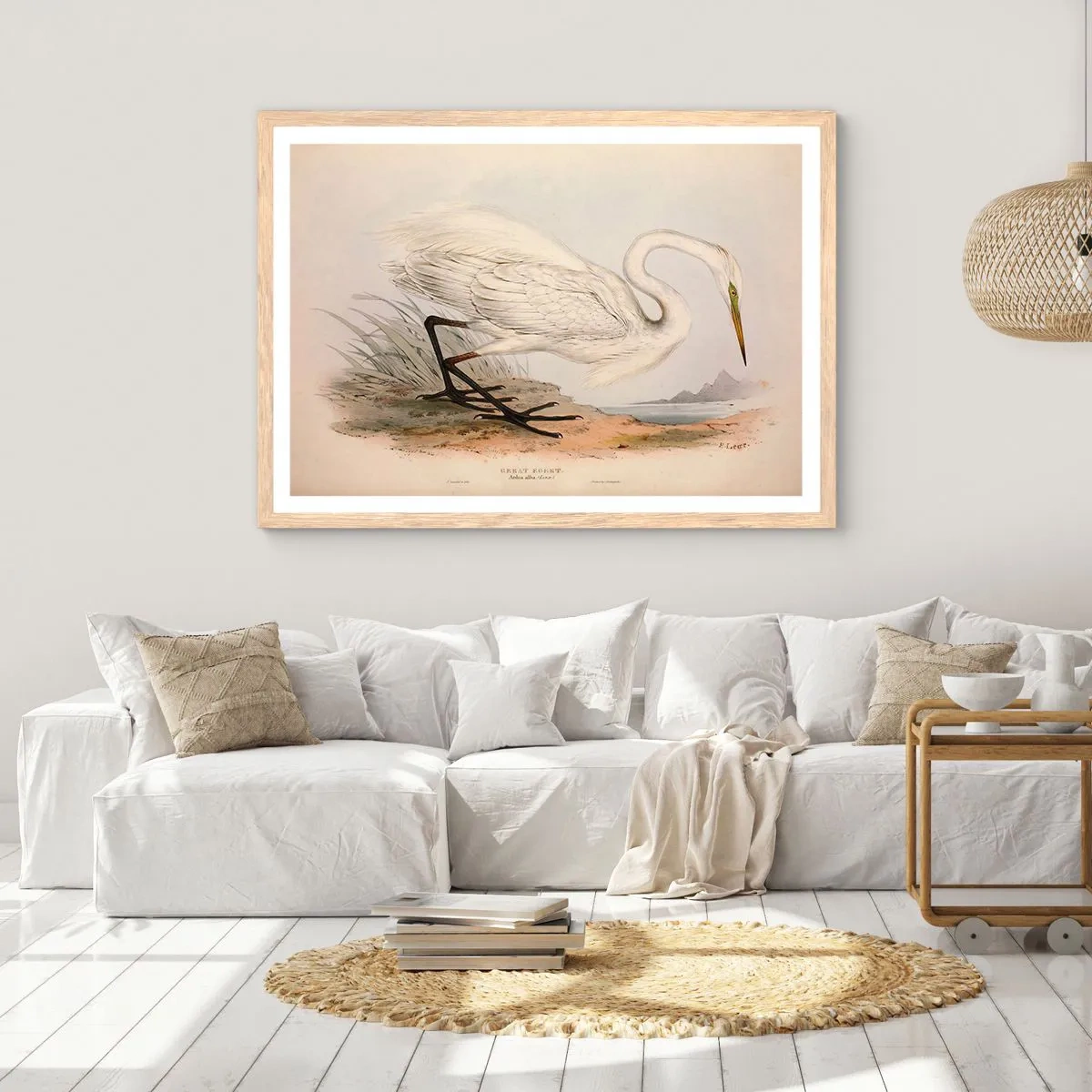 Poster in cornice rovere chiaro - La signora nel canneto - 100x70 cm