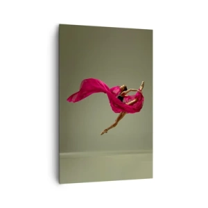 Quadro su tela - Stampe su Tela - Ballerina in posa dinamica con tessuto rosa - 80x120cm - Fiamma danzante - Decorazione murale moderna per soggiorno e camera da letto ARTTOR