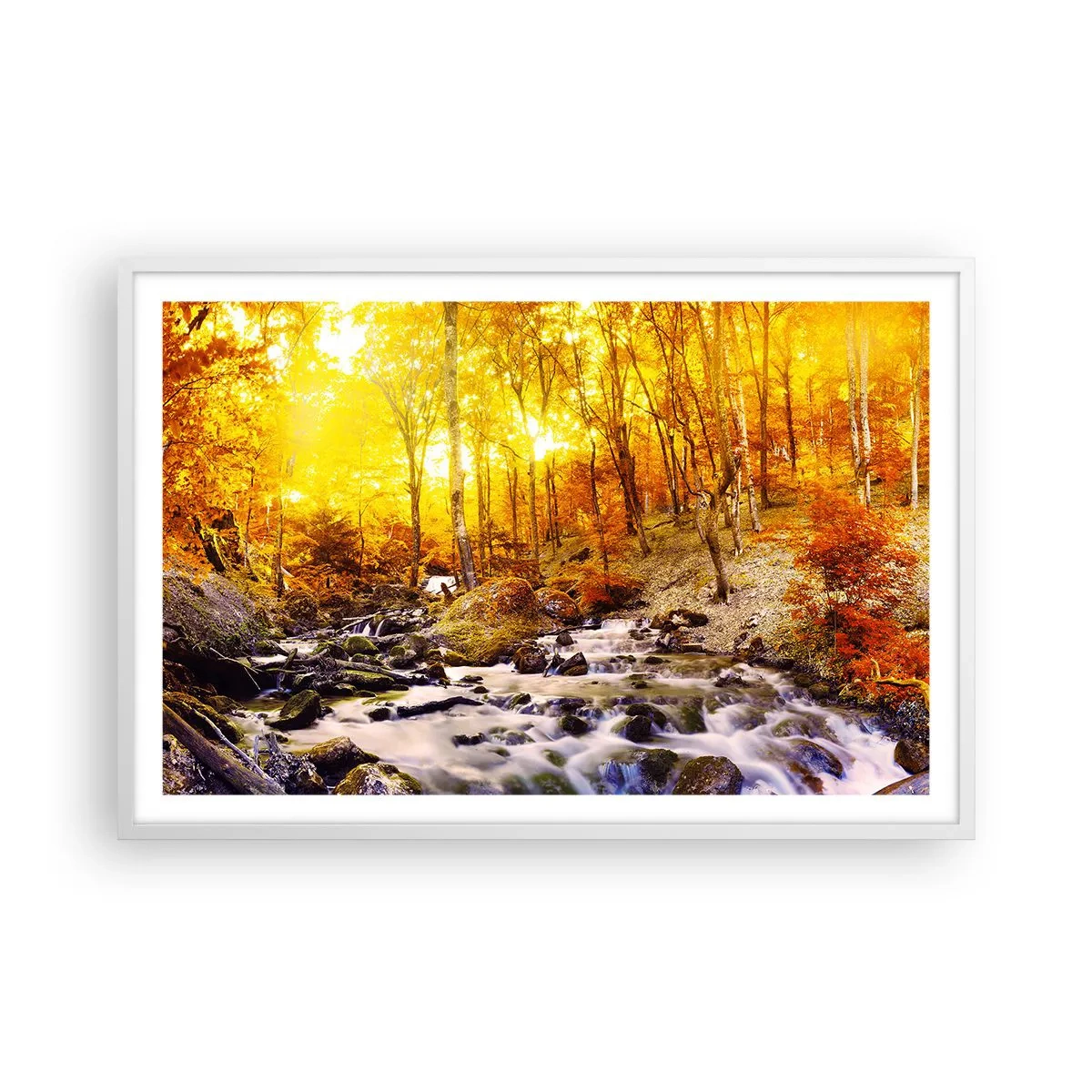 Poster in cornice bianca - Pietre incorniciate in oro e platino - 91x61 cm