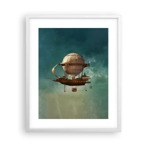 Poster in cornice bianca - Saluti da Jules Verne - 40x50 cm