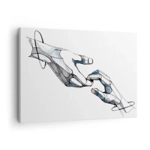 Quadro su tela - Stampe su Tela - Rappresentazione artistica di una mano in forma minimalista e geometrica - 70x50cm - Buon gesto - Decorazione murale moderna per soggiorno e camera da letto ARTTOR