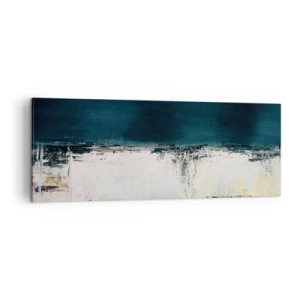 Quadro su tela - Stampe su Tela - Composizione orizzontale astratta nei toni del blu navy e del bianco - 140x50cm - Composizione orizzontale - Decorazione murale moderna per soggiorno e camera da letto ARTTOR