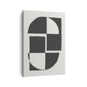 Quadro su tela - Stampe su Tela - Forme geometriche astratte in bianco e nero - 50x70cm - Antitesi - sintesi - Decorazione murale moderna per soggiorno e camera da letto ARTTOR