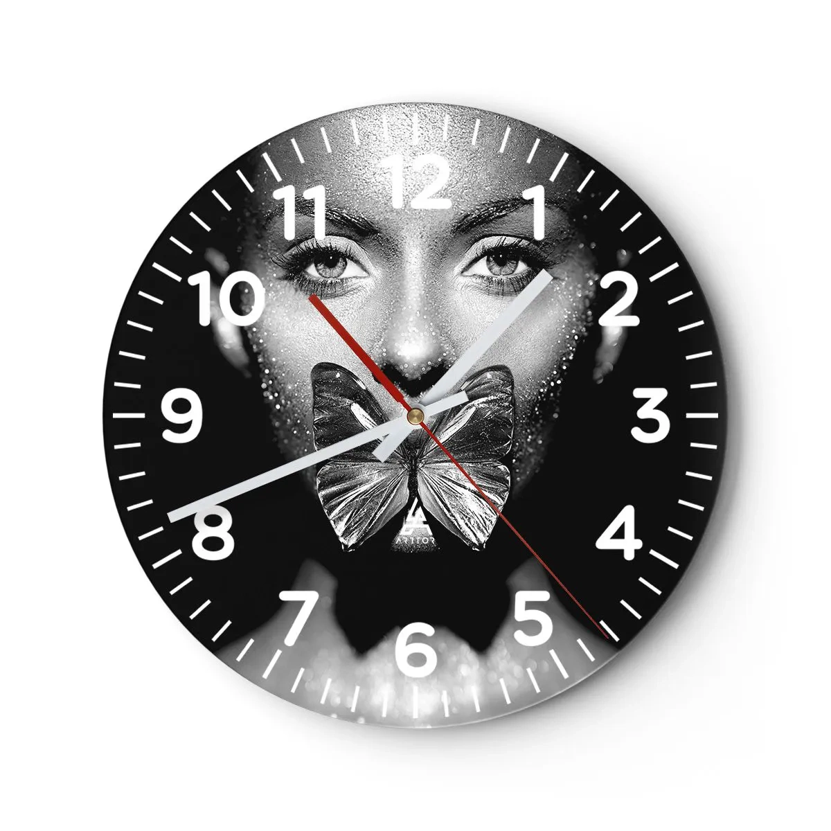 Orologio da parete - Orologio in Vetro - Il bacio delle farfalle - 40x40 cm