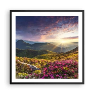 Poster in cornice nera - La freschezza di un mattino sui monti - 60x60 cm
