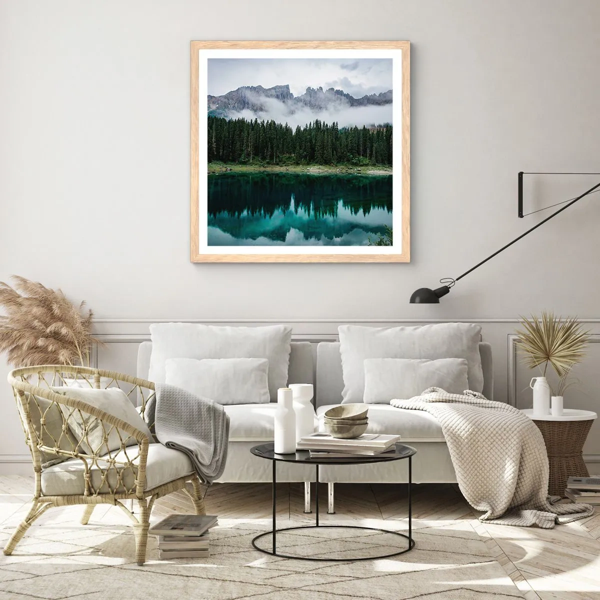 Poster in cornice rovere chiaro - Silenzio, non svegliamo l'acqua che dorme... - 40x40 cm