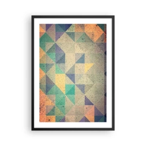 Poster in cornice nera - Astrazione colorata con un motivo geometrico di triangoli - 50x70cm - La repubblica dei triangoli - Decorazione murale moderna per soggiorno e camera da letto ARTTOR