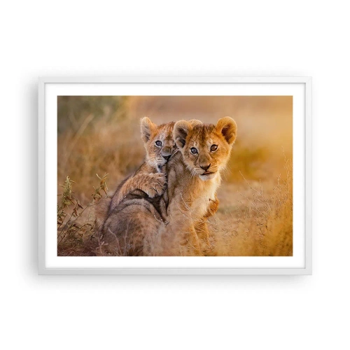 Poster in cornice bianca - Non disturbare! Giochiamo - 70x50 cm