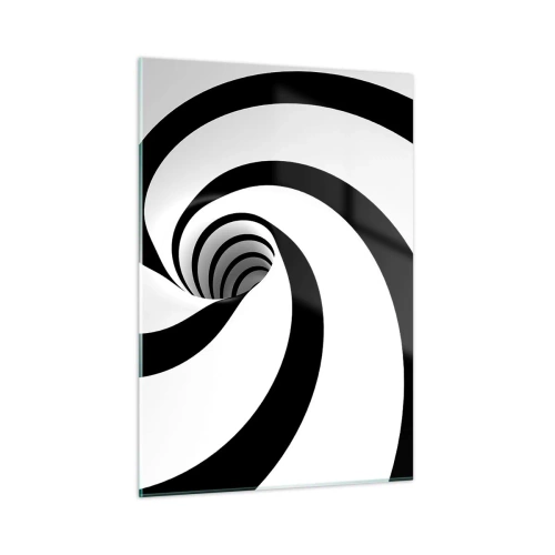Quadro su vetro - Motivo a spirale ipnotico in bianco e nero - 50x70cm - Lasciarsi andare al vortice? - Decorazione murale moderna per soggiorno e camera da letto ARTTOR