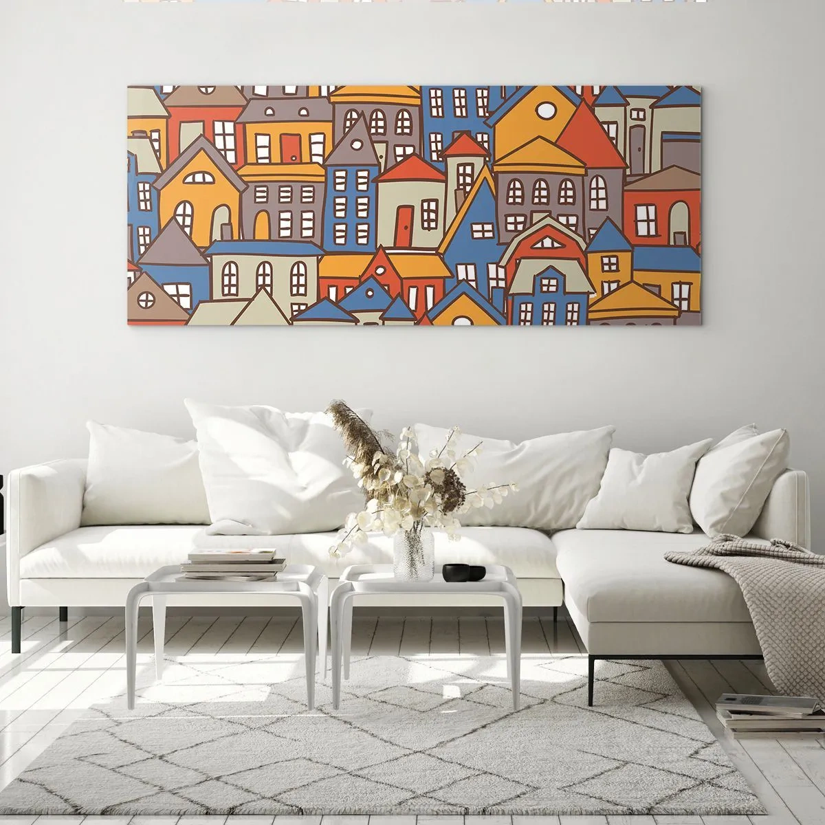 Quadro su vetro - Una casa dietro l'altra - 100x40 cm