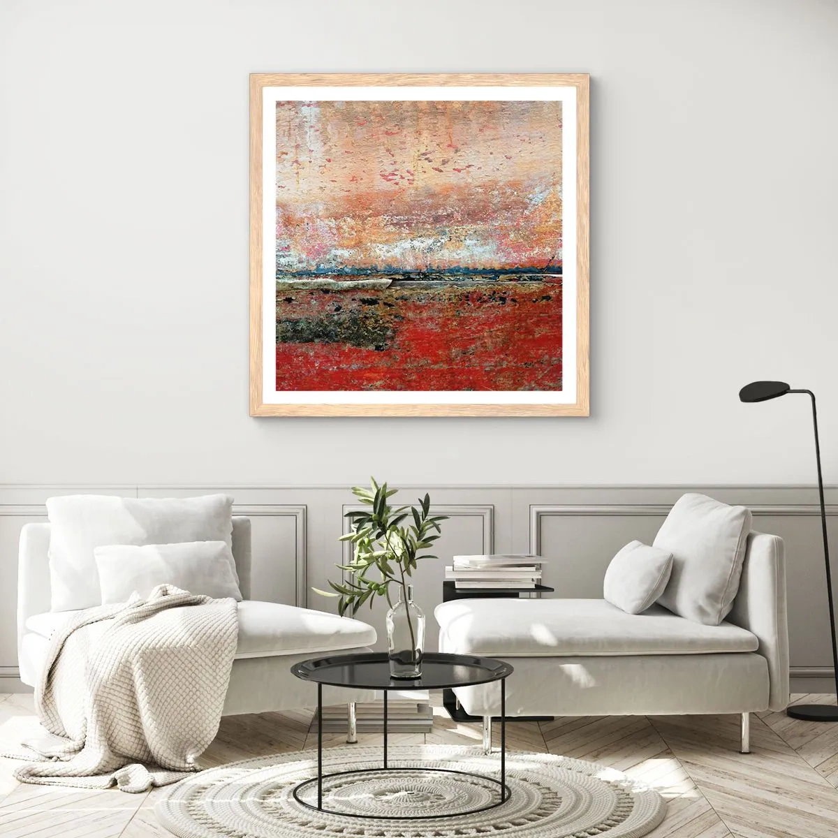 Poster in cornice rovere chiaro - Forse è il mare - 40x40 cm