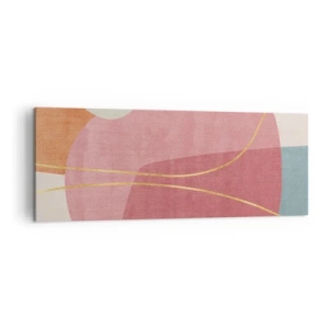 Quadro su tela - Stampe su Tela - Forme astratte in colori pastello con linee delicate - 140x50cm - Composizione pastello con filo dorato - Decorazione murale moderna per soggiorno e camera da letto ARTTOR