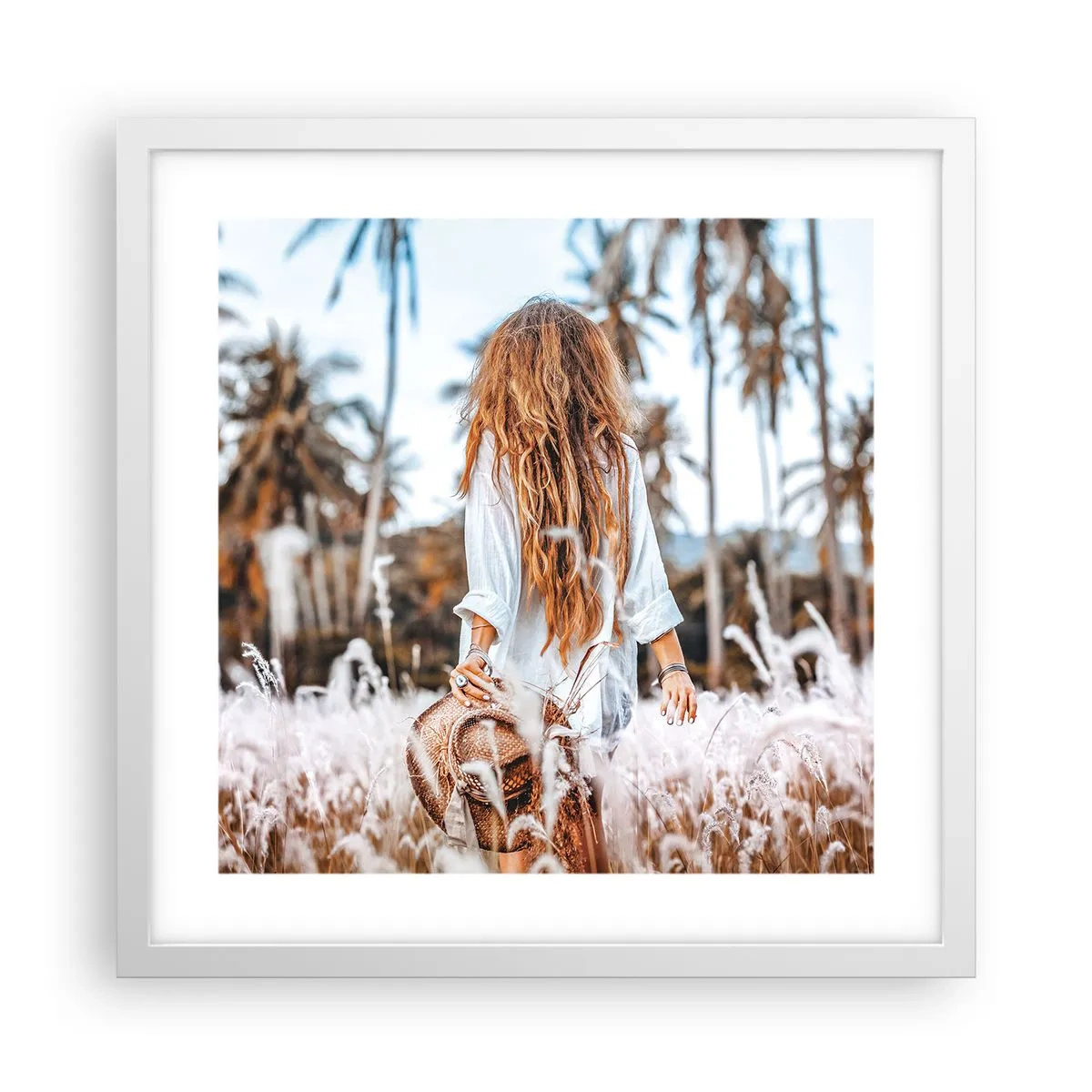 Poster in cornice bianca - Nata dalla lanugine dell'erba - 40x40 cm
