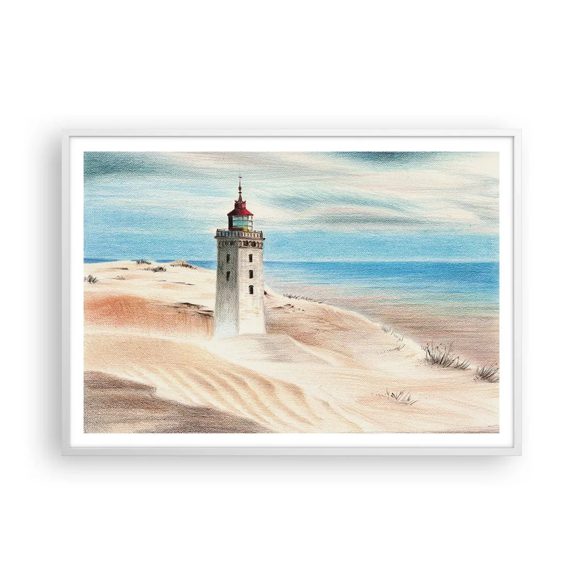 Poster in cornice bianca - Sempre guardando il mare - 100x70 cm