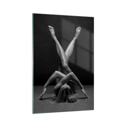 Quadro su vetro - Un'interpretazione artistica di una donna in bianco e nero - 80x120cm - Geometria del nudo - Decorazione murale moderna per soggiorno e camera da letto ARTTOR