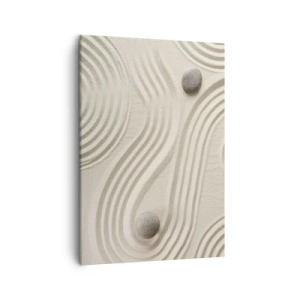 Quadro su tela - Stampe su Tela - Design zen minimalista con sabbia e pietre - 50x70cm - Il tocco del calore - Decorazione murale moderna per soggiorno e camera da letto ARTTOR