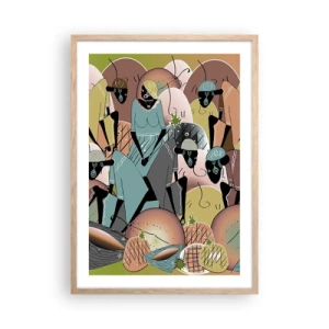 Poster in cornice rovere chiaro - Arriva la grande festa - 50x70 cm