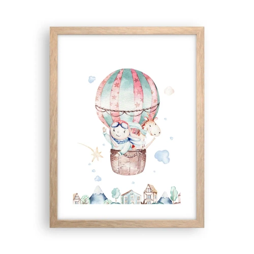 Poster in cornice rovere chiaro - Torniamo presto! - 30x40 cm