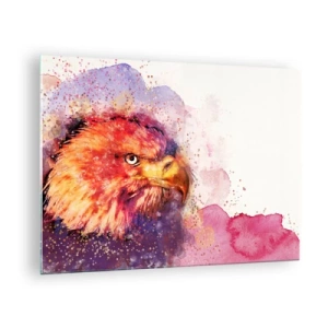Quadro su vetro - Ritratto ad acquerello di un'aquila dai colori intensi - 70x50cm - Non vuoi sapere quello che penso - Decorazione murale moderna per soggiorno e camera da letto ARTTOR