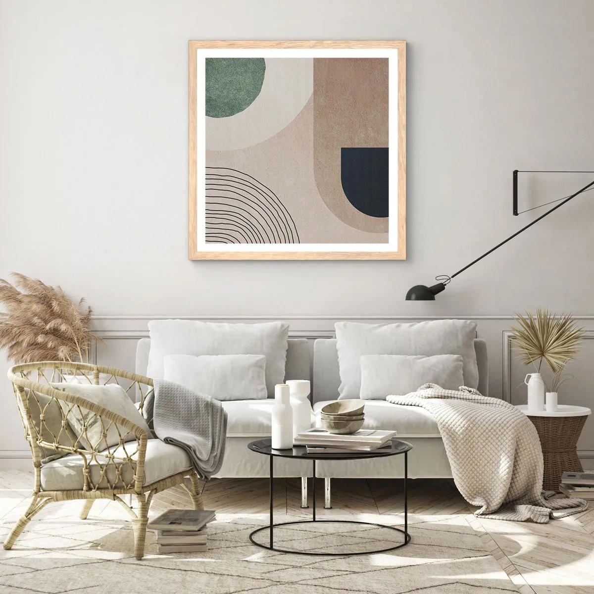 Poster in cornice rovere chiaro - La mitezza dell'ovale - 30x30 cm