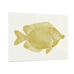 Quadro su vetro - Pesci rossi vintage su sfondo chiaro - 70x50cm - Pesce e basta - Decorazione murale moderna per soggiorno e camera da letto ARTTOR