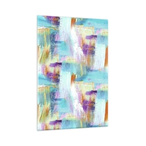 Quadro su vetro - Astrazione colorata con pennellate dinamiche - 80x120cm - Mite intreccio soffuso - Decorazione murale moderna per soggiorno e camera da letto ARTTOR
